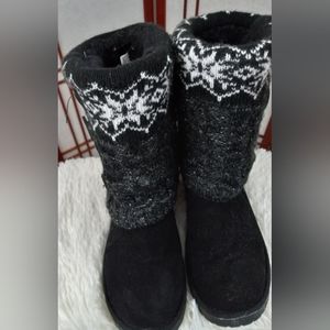 Mukluk sock button up black boots womens sz 7